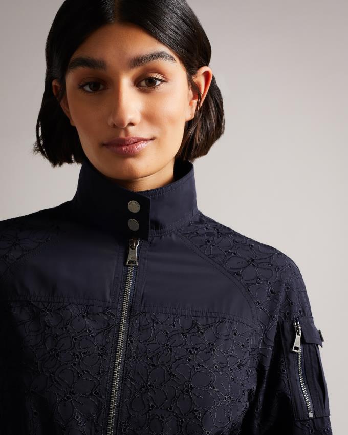 Veste Ted Baker Coated Lace Bleu Marine Femme | KWO-79916893